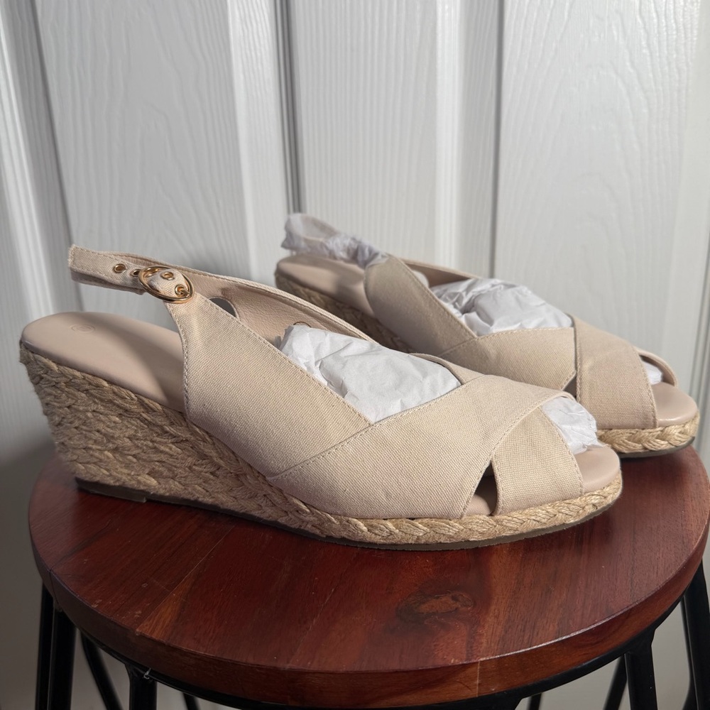 Women's Cream Beige Wedge Spring Summer Sandals